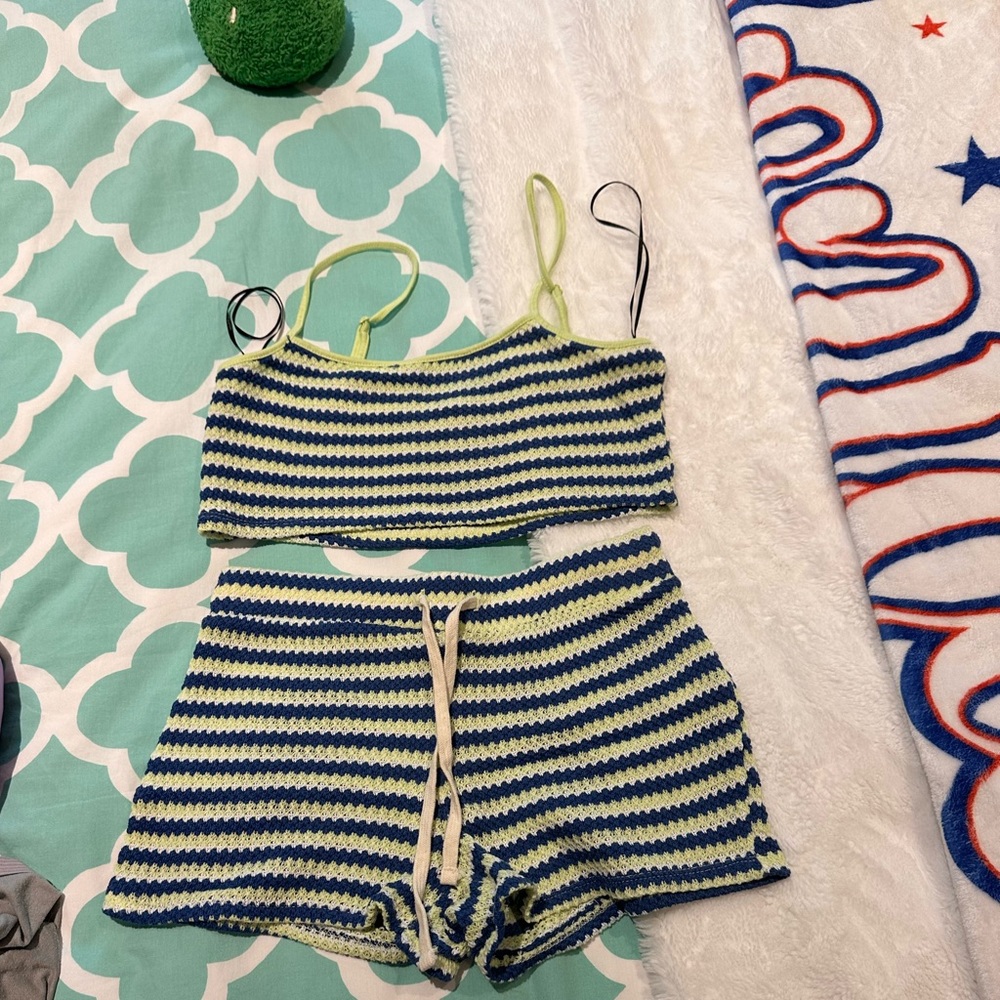 Two Piece Crochet Shorts Set